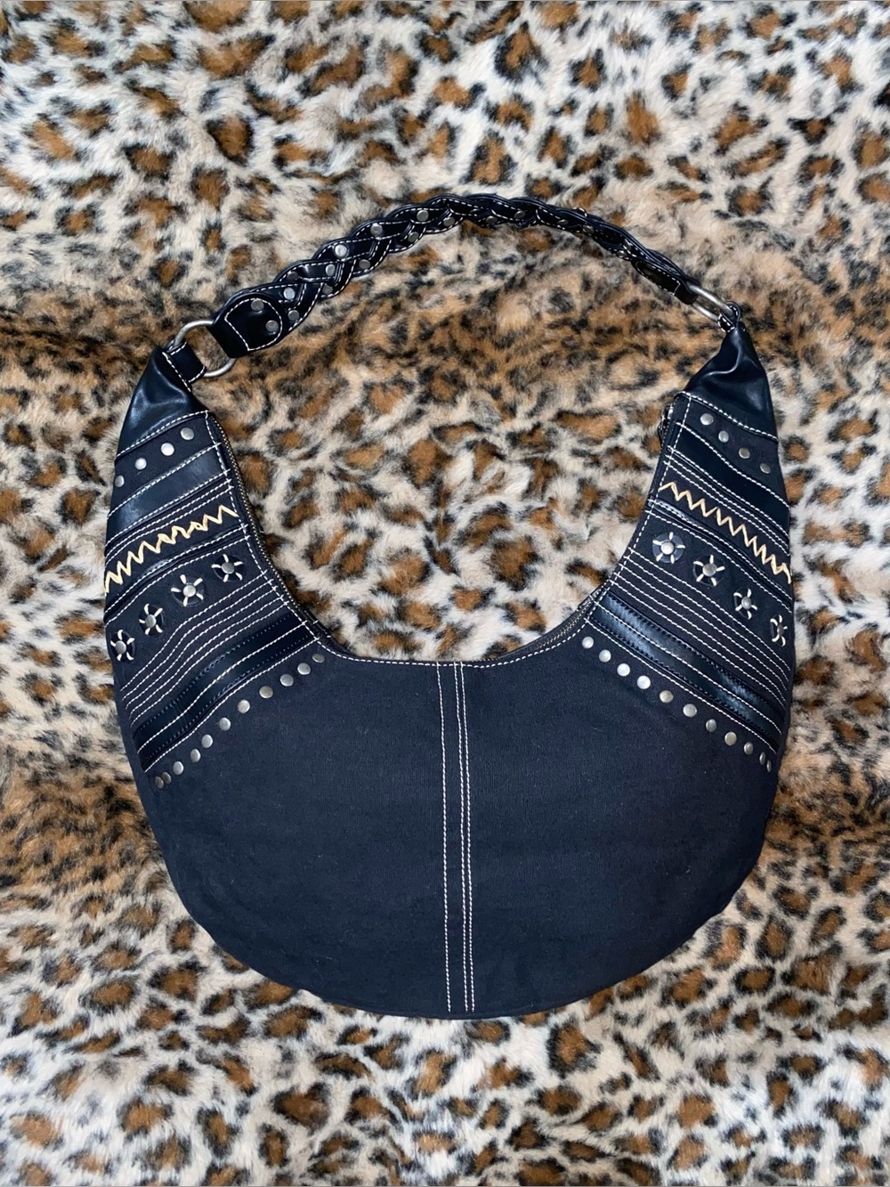 Urban Outfitters Black Shoulder Hobo W/ Studs Purse